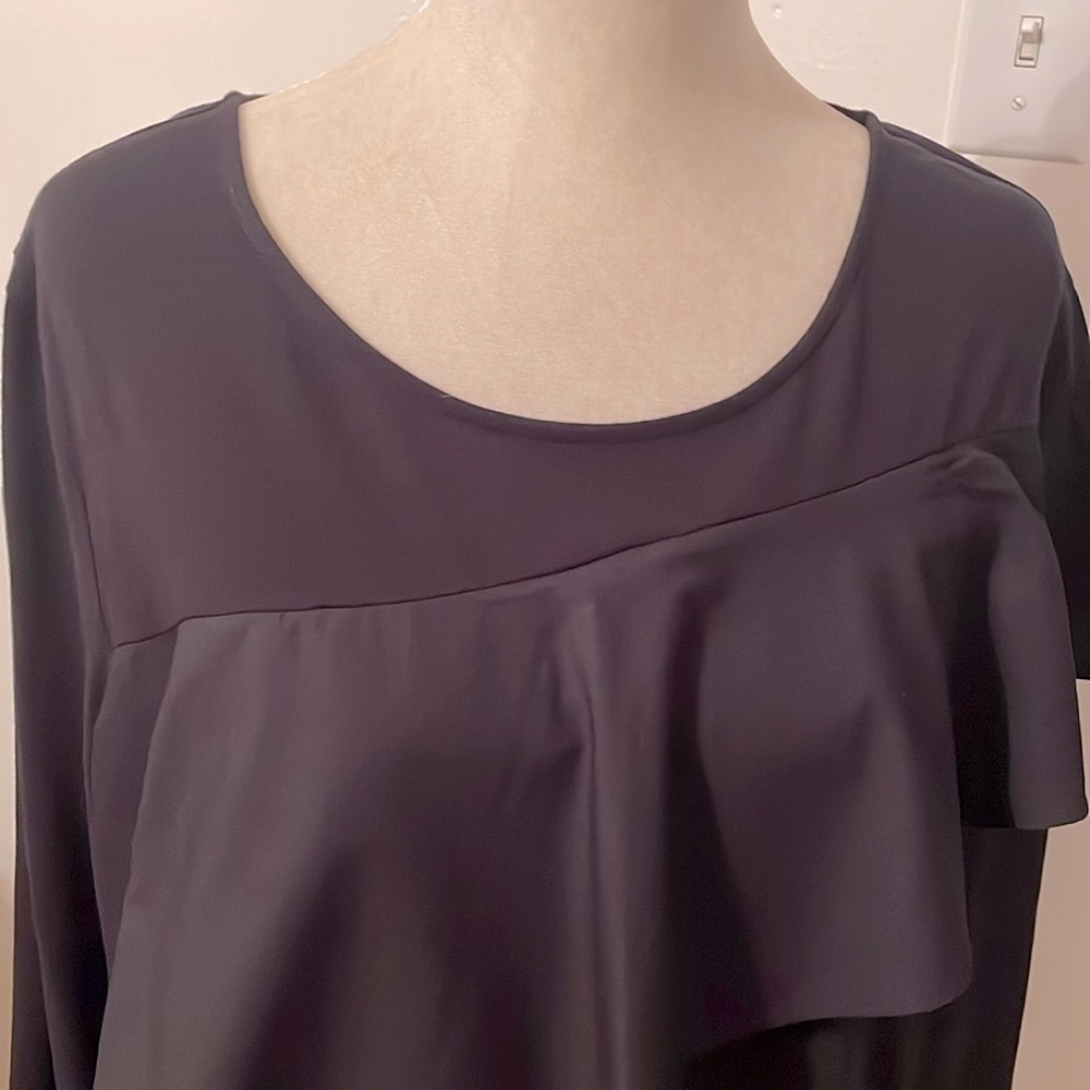 Style & Co Black Top With Ruffle. - Picture 2 of 6